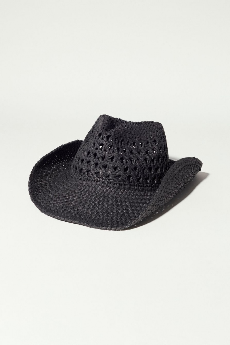 Lucky Brand Straw Cowboy Women\'s Hat Black | South Africa-OHF243819