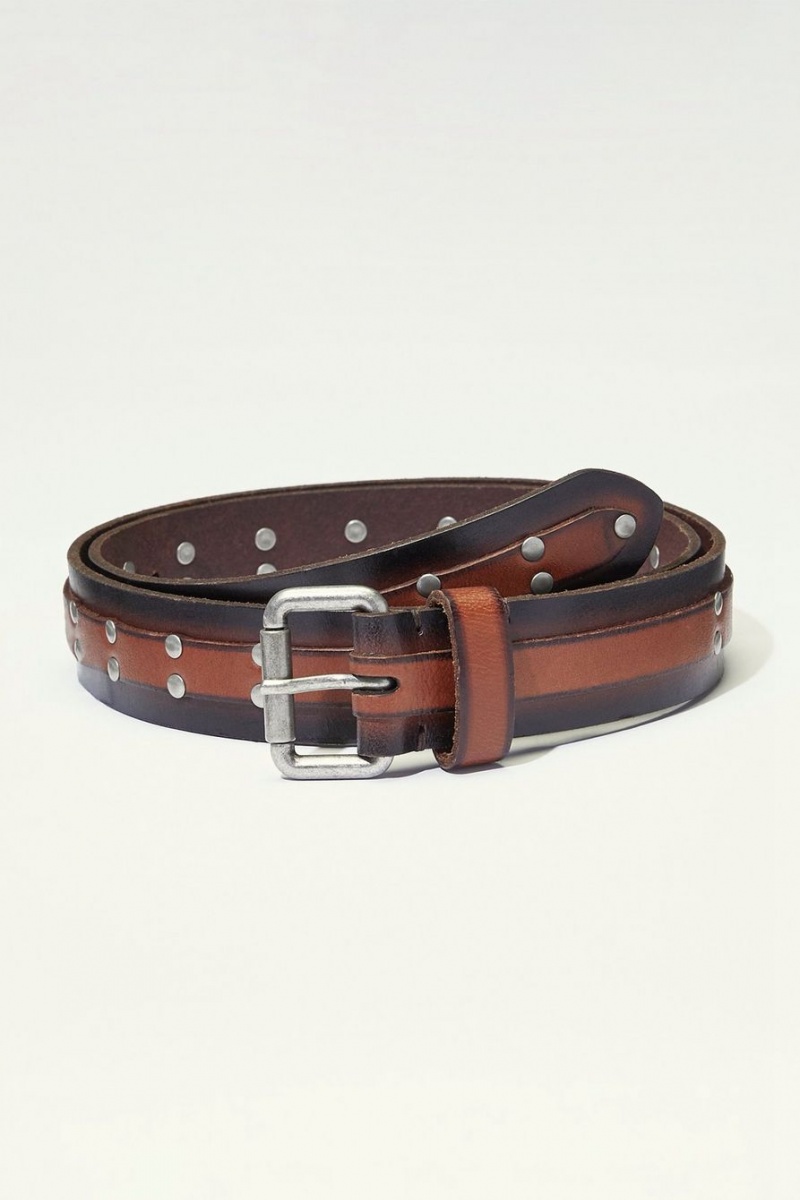 Lucky Brand Studded Leather Men\'s Belts Multicolor | South Africa-XAE748635