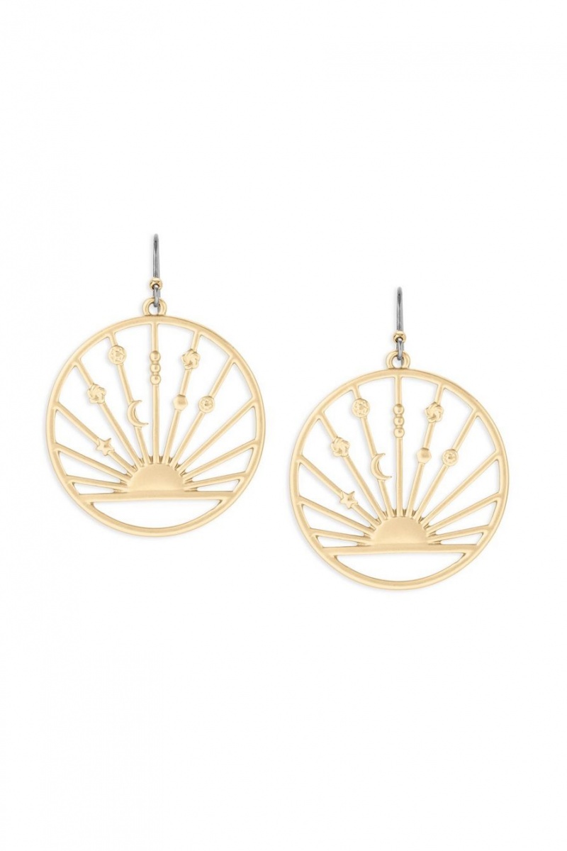 Lucky Brand Sunray Statement Drop Women's Earrings Gold | South Africa-MZY235807