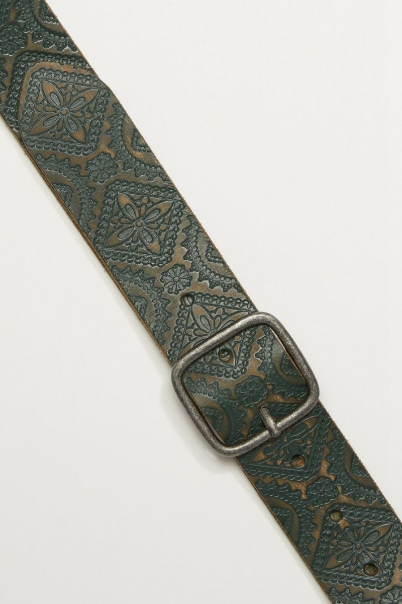 Lucky Brand Teal Embossed Leather Women's Belts Blue / Turquoise | South Africa-MQP504172