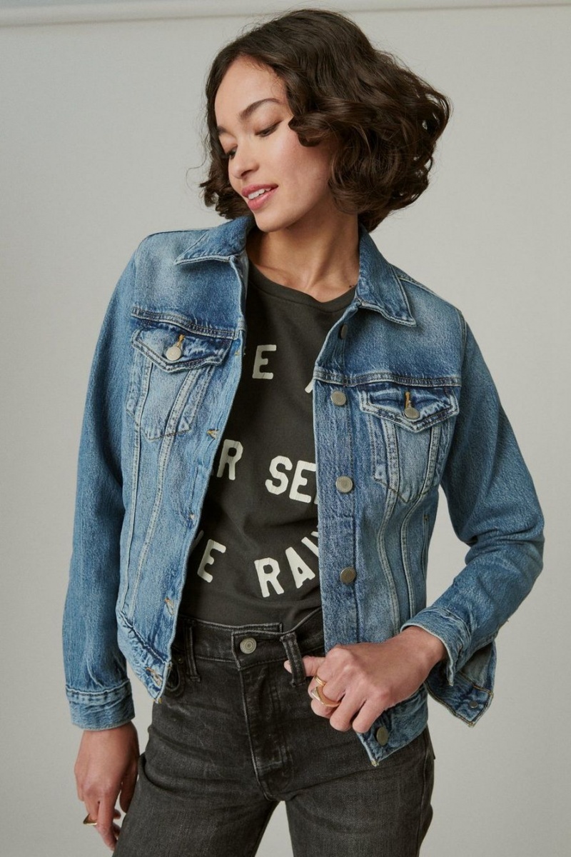 Lucky Brand Tomboy Denim Trucker Women's Jacket Blue | South Africa-UDM310689