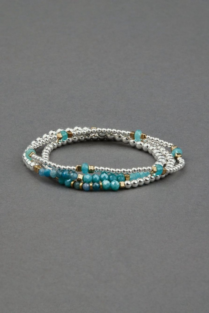 Lucky Brand Turquoise And Silver Bead Women\'s Bracelet Silver | South Africa-JBG258431