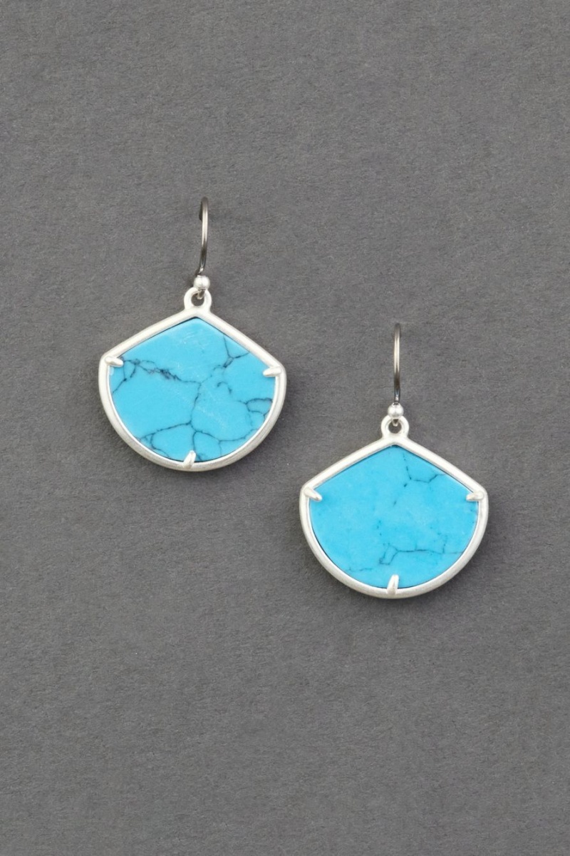 Lucky Brand Turquoise Slice Drop Women\'s Earrings Silver | South Africa-CFA068735