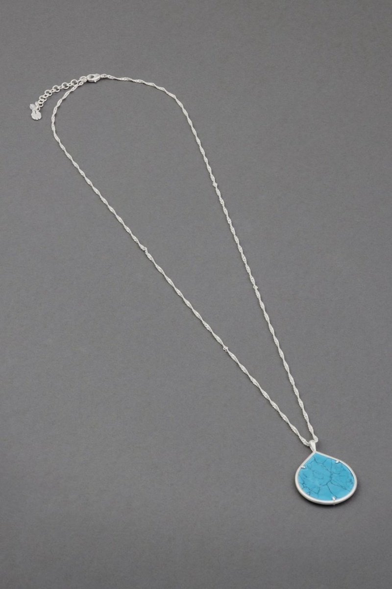 Lucky Brand Turquoise Slice Pendant Women\'s Necklace Silver | South Africa-PIC973245