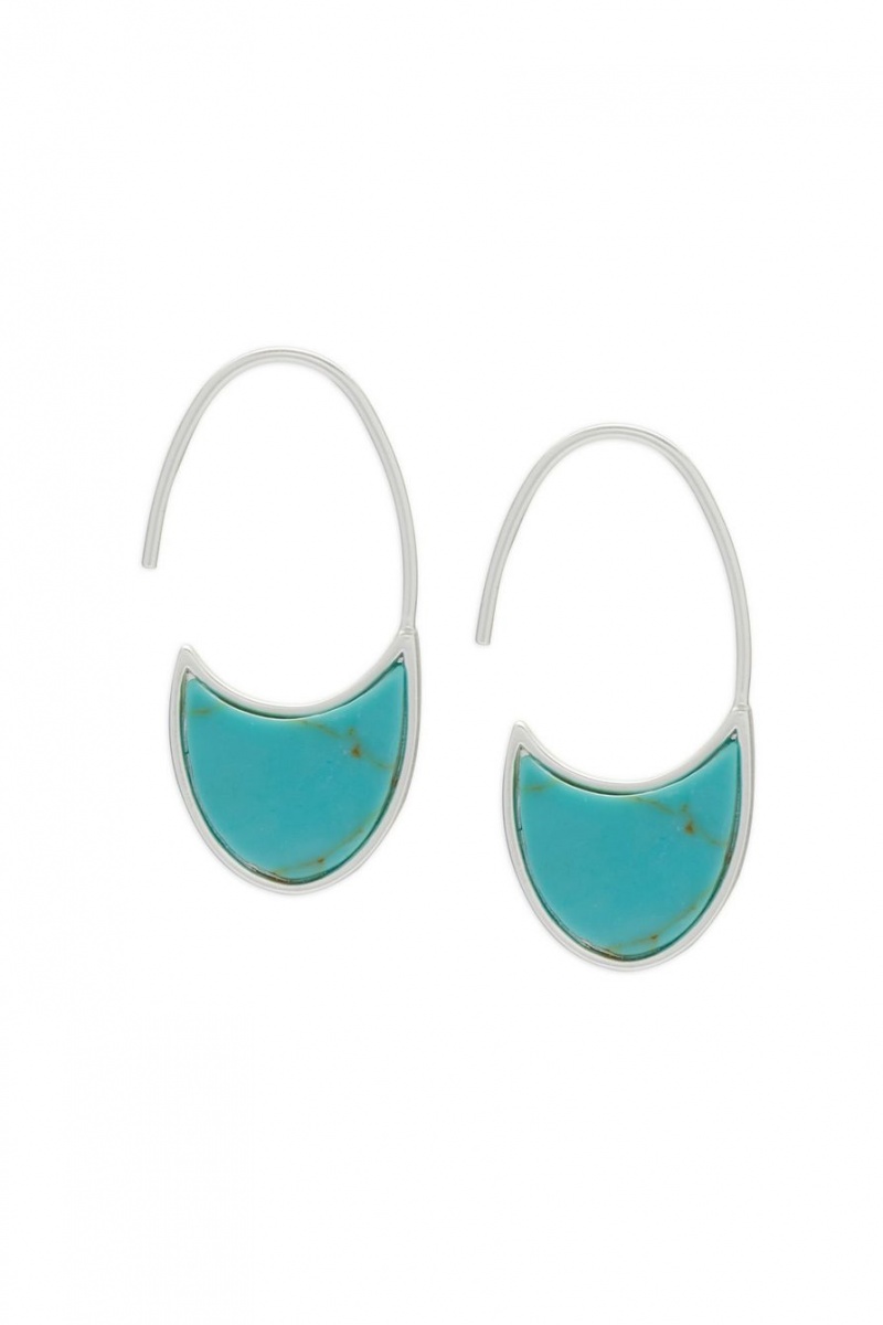 Lucky Brand Turquoise Threader Slice Women's Earrings Silver | South Africa-ABG439185