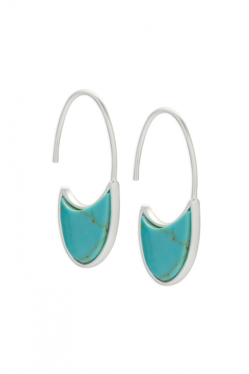 Lucky Brand Turquoise Threader Slice Women\'s Earrings Silver | South Africa-ABG439185