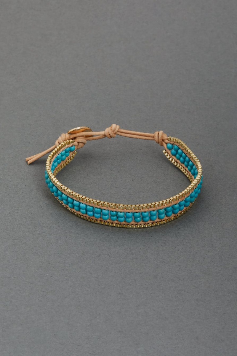 Lucky Brand Turquoise Wrap Women\'s Bracelet Gold | South Africa-IBA817462