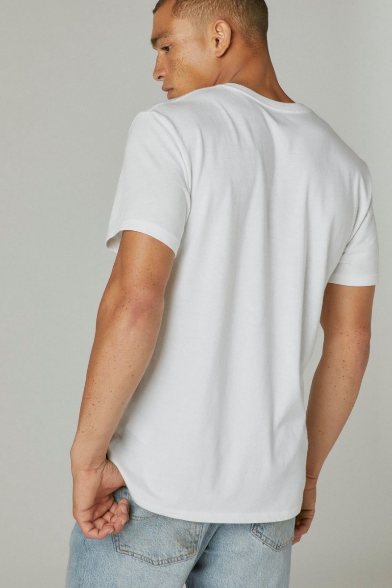 Lucky Brand Venice Burnout Vee-neck Men's T-Shirts White | South Africa-YWR631820