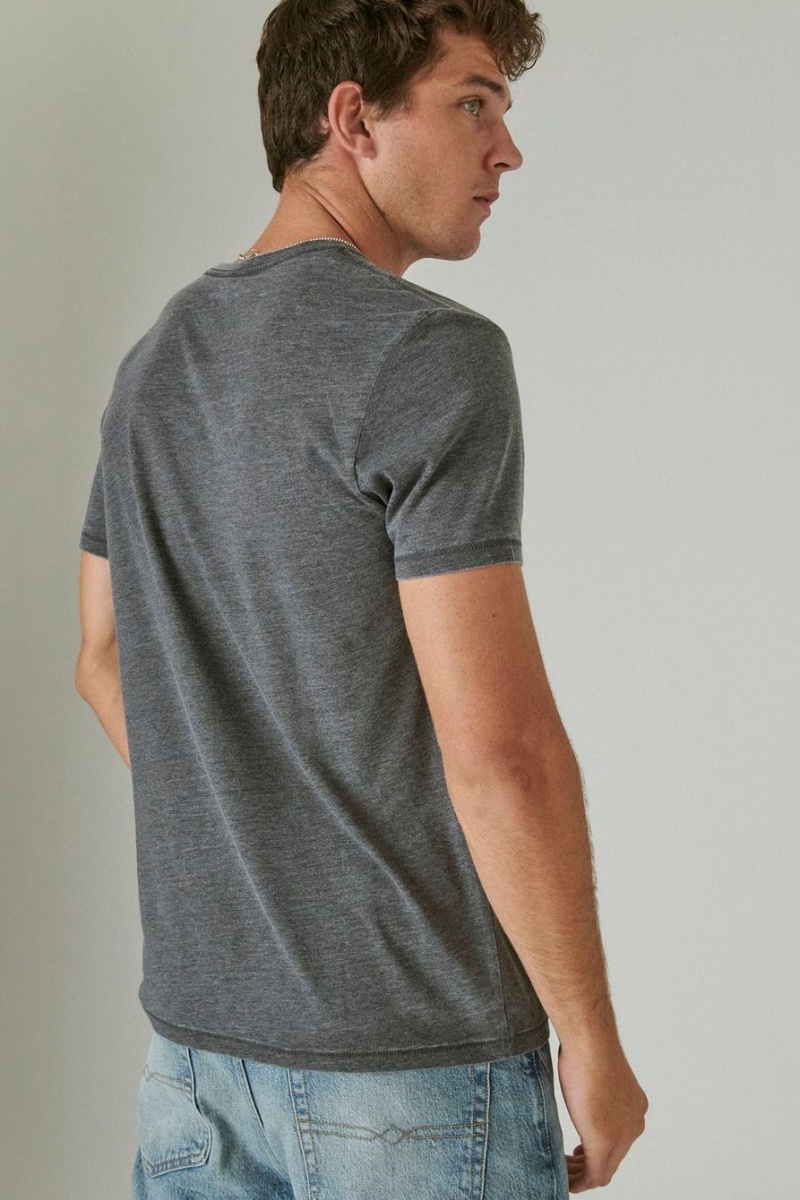 Lucky Brand Venice Burnout Vee-neck Men's T-Shirts Dark Grey | South Africa-JBP564327