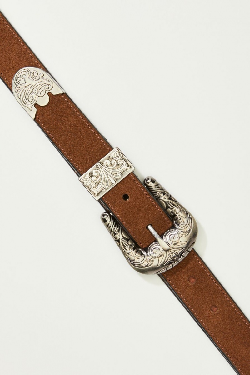 Lucky Brand Western Buckle Women's Belts Dark Brown | South Africa-NLV820967