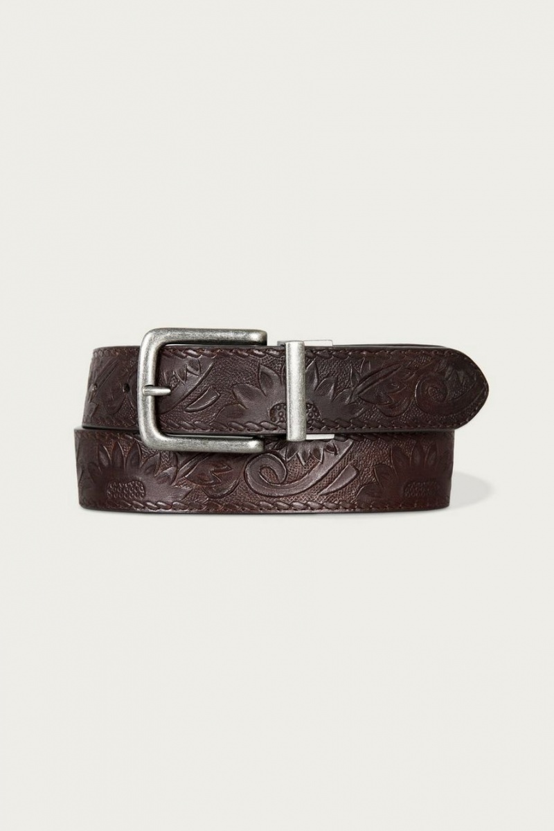 Lucky Brand Western Embossed Reversible Leather Men's Belts Grey | South Africa-ASQ194802