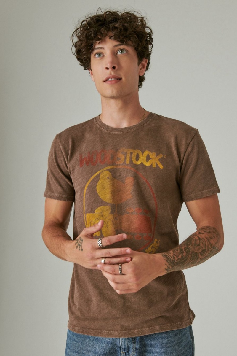 Lucky Brand Woodstock Men's T-Shirts Dark Brown | South Africa-SQC130285