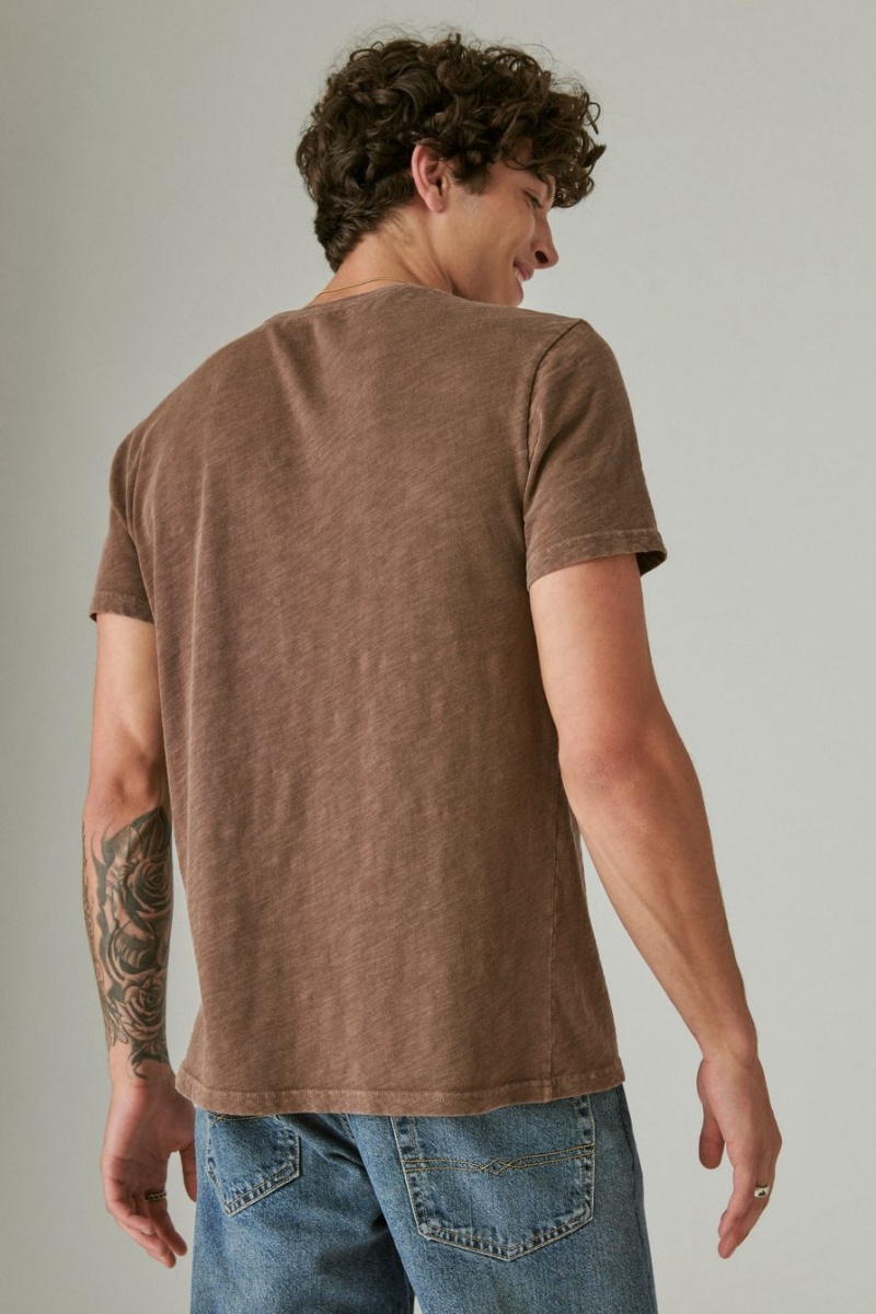 Lucky Brand Woodstock Men's T-Shirts Dark Brown | South Africa-SQC130285