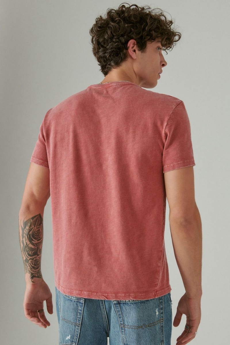 Lucky Brand Woodstock Poster Men's T-Shirts Coral | South Africa-OGV435718